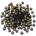 Black acrylic flat round letter N beads with gold lettering for DIY jewelry making - N Black with Gold Letter