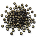 Black acrylic round alphabet beads with gold letter Q for DIY jewelry making and crafts - Q Black with Gold Letter