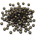 Black acrylic alphabet beads with gold letter R for DIY bracelets and jewelry making - R Black with Gold Letter