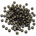 DIY black acrylic letter beads with gold letter S for handmade jewelry and necklaces - S Black with Gold Letter