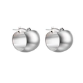 Minimalist silver wide C-shape dome earrings with polished stainless steel finish - Steel Color (E3654)