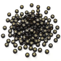 Black acrylic flat round alphabet beads with golden letter X for DIY jewelry making - X Black with Gold Letter