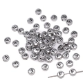 Flat round 4x7mm silver acrylic letter F beads for DIY jewelry and necklaces - F Silver with Black Letter