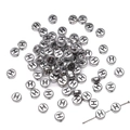 Silver round acrylic beads with letter H for DIY jewelry making and bracelet crafts - H Silver with Black Letter