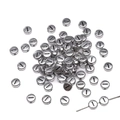 DIY jewelry making supplies with silver flat round metal spacer beads and threading hole - I Silver with Black Letter