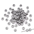 Silver round acrylic alphabet bead with letter K for DIY jewelry and bracelet making - K Silver with Black Letter