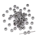 Silver plated acrylic letter beads with black letter N for DIY jewelry making - N Silver with Black Letter