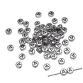 Flat round 4x7mm retro silver zinc alloy alphabet bead with letter A for DIY jewelry - A Silver with Black Letters
