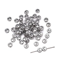 Flat round acrylic beads in vintage silver finish with letter C for DIY jewelry making - C Silver with Black Letter