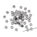 DIY 4x7mm flat round acrylic letter D beads in antique silver finish for jewelry making - D Silver with Black Letter