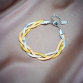 Three-tone braided snake chain bracelet in gold, silver, and rose gold stainless steel - Tricolor Bracelet (B570)