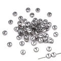 Flat round silver acrylic bead with black letter T for DIY jewelry making and bracelets - T Silver with Black Letter
