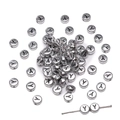 Flat round antique silver acrylic alphabet beads with black letter Y for DIY jewelry - Y Silver with Black Letter