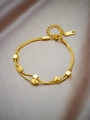 Bracelet double chaîne serpent dorée en acier inoxydable avec perles élégantes - Style de Chaîne Serpent à Double Couche (B760)