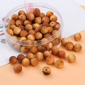 DIY 8mm round dark wood beads with natural grain and a transparent storage case - 8mm Hole Approx 1mm 50Pcs/Pack / Thuja Wood