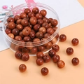 DIY handmade round red-brown wooden beads for jewelry making stored in a plastic case - 8mm Hole Approx 1mm 50Pcs/Pack / Burmese Pear Wood