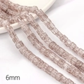6mm quadratische Champagner-Glasperlen mit Risseffekt für DIY-Schmuck und Basteln - 6mm Durchmesser 1mm Loch 38cm/15inch 1 Strang/Pack Ca. 59 Perlen / Braun