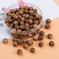 DIY handmade 8mm round wooden beads with natural grain in a transparent box - Agarwood