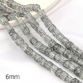 6mm quadratische graue Glasperlen mit Crackle-Effekt für DIY-Schmuck und Armbänder - 6mm Durchmesser 1mm Loch 38cm/15inch 1 Strang/Pack Ca. 59 Perlen / Grau