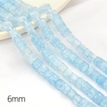 6mm hellblaue quadratische Crackle-Glasperlen für die DIY-Schmuckherstellung von Ketten - 6mm Durchmesser 1mm Loch 38cm/15inch 1 Strang/Pack Ca. 59 Perlen / Hellblau