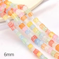 Bunte 6mm Glasperlen in Würfelform mit Crackle-Effekt für DIY-Schmuckherstellung - 6mm Durchmesser 1mm Loch 38cm/15inch 1 Strang/Pack Ca. 59 Perlen / Mehrfarbig
