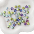 Perline di fiori in vetro cangianti da 8mm con finitura AB per gioielli fai da te - Rosa Rosso Verde / 10mm (10 Pezzi/Confezione)