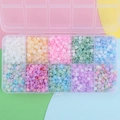 10-compartment DIY bead kit with multicolored frosted glass beads for bracelets - 10-Grid Seed Bead Kit (4mm 10g/Grid Approx. 1500pcs) / Multi-color