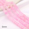 Rosa quadratische Kristallperlen 6mm mit Crackle-Effekt für DIY-Schmuck und Armbänder - 6mm Durchmesser 1mm Loch 38cm/15inch 1 Strang/Pack Ca. 59 Perlen / Rosa