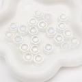 Irisierende weiße Blumenperlen für DIY-Schmuck mit Aurora-Effekt und Wellenrand - 14x6mm (10 Stk./Packung) / AB Weiß