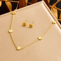Golden six-petal flower jewelry set featuring a delicate necklace and matching stud earrings - Golden Daisy Necklace Earrings Set (N2805)