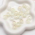 Irisierende Aurora-Glasblumenperlen für DIY-Schmuckherstellung in weißer Schale - 14x6mm (10 Stk./Packung) / Transparentes Gelb