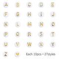 Perles en acrylique blanc avec lettres dorées et cœur pour bijoux DIY artisanat - Pack de Matériel Alphabet A-Z (Blanc avec Lettres Dorées)