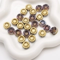 Polished gold and translucent purple aurora flower charms for DIY jewelry making - 14x6mm (10 Pcs/Pack) / Gold Purple