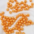 Polished bright orange glass imitation pearl beads with holes for DIY jewelry making - Orange