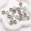 Translucent aurora floral glass beads in iridescent green and purple for DIY jewelry - 14x6mm (10 Pcs/Pack) / Rose Red Green
