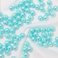 Sky blue round imitation pearl beads with through holes for DIY handmade jewelry crafts - Lake Blue