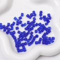5mm frosted blue glass cube beads with center hole for DIY jewelry making and crafts - Sapphire Blue