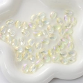 Faceted oval crystal beads in iridescent pale yellow with AB coating for DIY jewelry - Flat Oval (BBA112) / 8x11mm (10 Pieces/Pack) / Transparent Beige