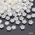 Pearly white 8mm ABS flower petal spacer beads for DIY jewelry making and crafts - Five-petal Flower (#02) / 8mm (40 Pieces/Pack) / Pearl White