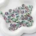 Faceted oval crystal beads with AB aurora coating for DIY jewelry making and necklaces - Flat Oval (BBA112) / 8x11mm (10 Pieces/Pack) / Transparent Light Purple