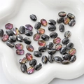 Faceted oval crystal beads in black and metallic rainbow colors for DIY jewelry projects - Flat Oval (BBA112) / 8x11mm (10 Pieces/Pack) / Transparent Dark Purple
