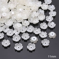 Pearlescent white 11mm ABS flower bead caps for DIY jewelry and handmade accessories - Five-petal Flower (#04) / 11mm (40 Pieces/Pack) / Pearl White