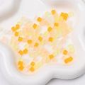 Frosted 5mm glass cube beads in warm orange and yellow mix for DIY jewelry making - Yellow Mix