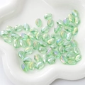 Light green faceted oval crystal beads with AB rainbow coating for DIY jewelry making - Flat Oval (BBA112) / 8x11mm (10 Pieces/Pack) / Transparent Light Green