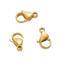 Three pieces of polished golden stainless steel lobster clasps for jewelry making - 7x11mm (10 Pieces/Pack) / Gold