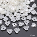 10mm pearl white ABS flower petal beads for DIY jewelry and clothing accessories - Three-petal Flower (#08) / 10mm (30 Pieces/Pack) / Pearl White