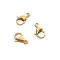 Three gold-plated stainless steel lobster clasps for jewelry making and DIY necklaces - 8x13mm (10 Pieces/Pack) / Gold