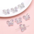 Glittery purple acrylic butterfly beads with AB coating and facets for DIY jewelry making - 18x14mm (10 Pieces/Pack) / Gray