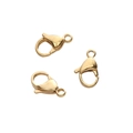 Three gold-plated stainless steel lobster clasps for DIY necklace jewelry making - 9x15mm (10 Pieces/Pack) / Gold