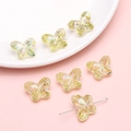 Sparkly yellow acrylic butterfly beads with gold glitter for DIY jewelry making - 18x14mm (10 Pieces/Pack) / Yellow